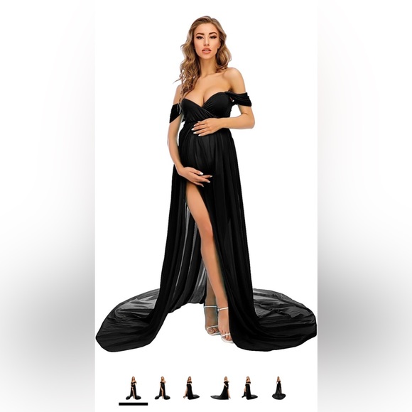 Other - NWOT Maternity Dress Split Chiffon Gown w/Long Train